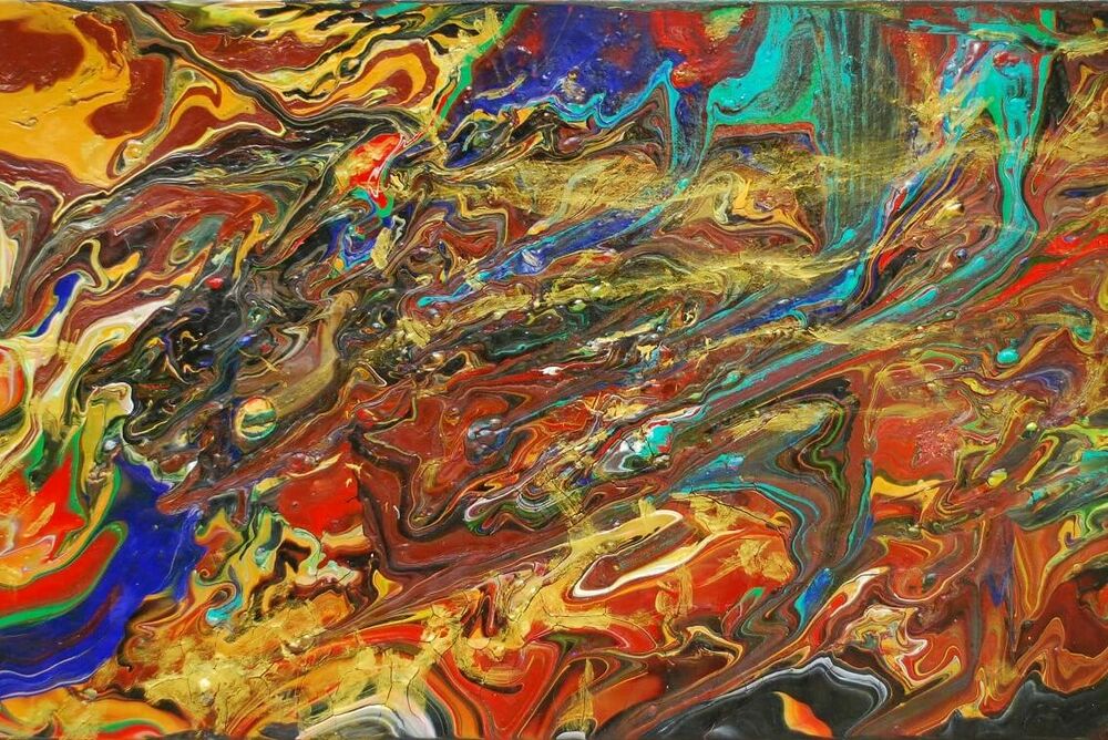Ausschnitt aus einem Gemälde eines unseres Künstler mit vielen farblichen Strukturen