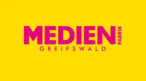 Logo mit dem Schriftzug "Medienfabrik Greifswald"