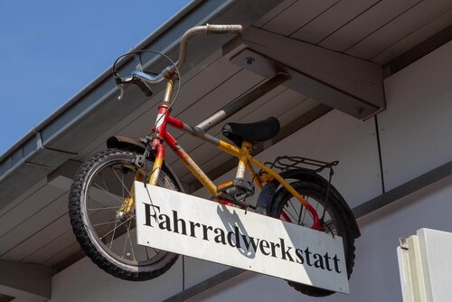 Fahrradwerkstatt Schild der Fahrradwerkstatt
