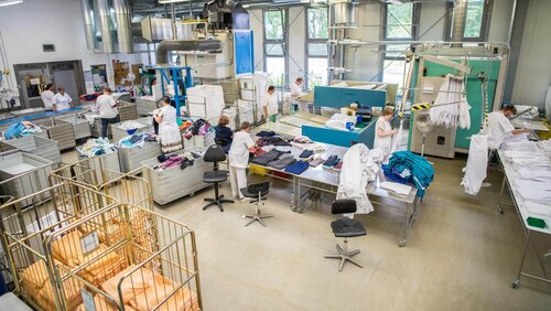 Blick in die Wäscherei