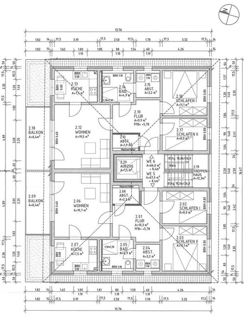 Grundrisszeichnung des 2. OG